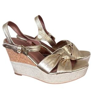 Corso Como Cork Wedge Gold Sandal's Size 8.5